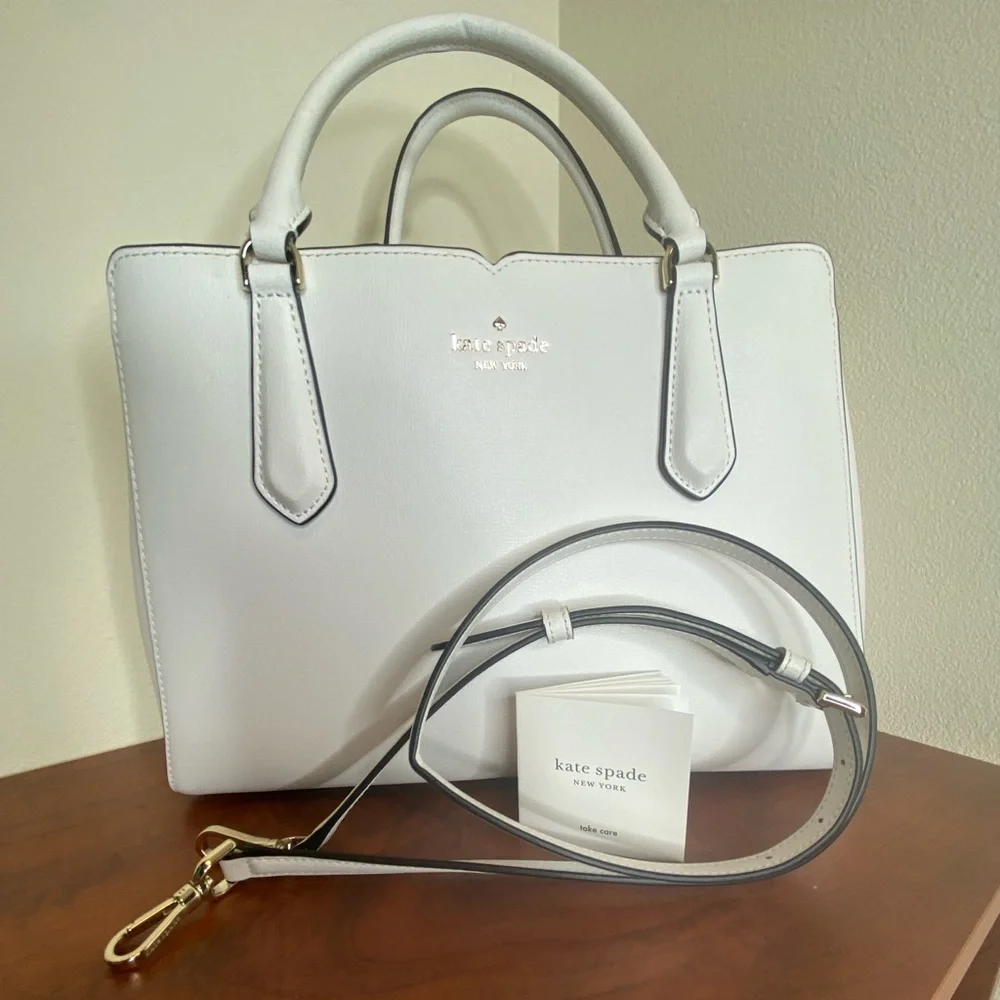 NWT Authentic Kate Spade Medium Triple Compartment Satchel, Opticwhite color - Picture 1 of 16